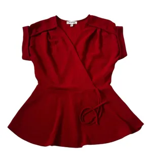 Monteau Red Peplum Blouse Women's Top Size Small | 13-10 thumbnail 3