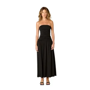 NIA Santal Revolve Black Strapless Midi Dress thumbnail 2