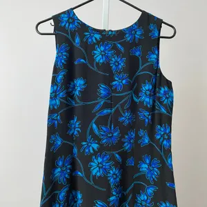 Spenser Jeremy‎ 100% Silk Moody Floral Sleeveless Maxi Dress 10 Black Blue thumbnail 2