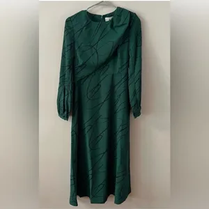 Tuckernuck Pine Twombly Macie Midi Dress S Green Draped NWT thumbnail 3