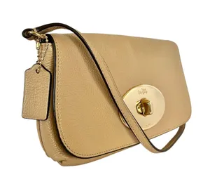Coach Liv Turnlock Crossbody Pouch Bag In Nude Beige Pebbled Leather #F52896 thumbnail 10