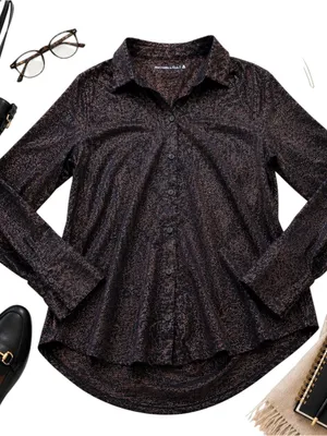 Abercrombie & Fitch Women XL Bronze Metallic Shimmer Button Front Blouse NWT Top thumbnail 1