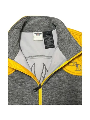 Harley-Davidson Womens Gray Fleece Yellow Quilted Shoulder Zip Jacket Medium Ha thumbnail 6