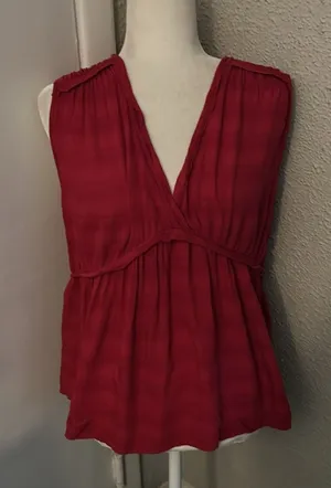 Lucky Brand Sleeveless Ruffle Top XL V-Neck Boho Indie Bohemian Festival Casual thumbnail 1
