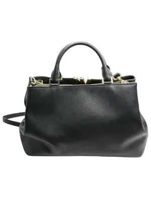 Michael Kors ✿ Florence Medium Saffiano Leather Satchel Handbag ✿ Black Gold MK thumbnail 5