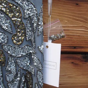 Mac Duggal Size 12 Silver Gray Gold Beaded Cap Sleeve Column Gown Maxi Dress thumbnail 13