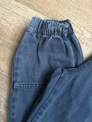 Free People Platoon Denim Cargo Joggers Washed Blue Sz XS thumbnail 3