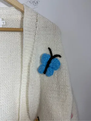 Luna Ivy Chunky Knit Butterfly Cardigan 3D Novelty Open Front Size S thumbnail 6