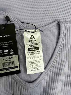 Lilias Active Ribbed Knit Set Lilac Longline Sports Bra and Bike Shorts Small thumbnail 6