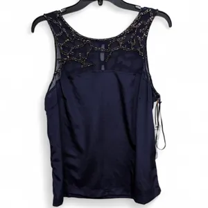 Willow & Clay Beaded Mesh Yoke Tank Top - Dark Orchid, Small thumbnail 2