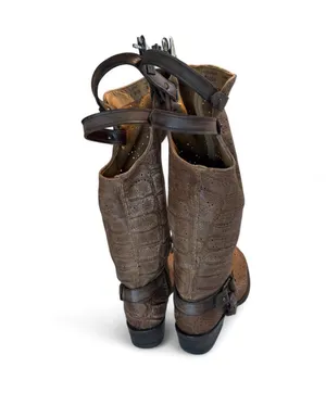Corral Brown Leather Womens Slouch Harness Top Strap Cowgirl Boot Sz 8 thumbnail 4