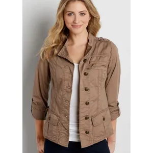 Maurice's Utility Military Jacket Brown/Beige Womens M‎ Lightweight thumbnail 2