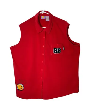 Vintage Disney Top Womens Plus Size 22 Winnie the Pooh Red Button Up Collar Vest thumbnail 1