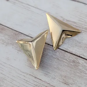 Vintage Clip On Earrings Gold Tone Large Triangular Statement thumbnail 2