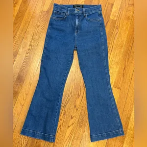 Veronica beard Carson ankle flare high rise jeans in washed oxford blue denim 30 thumbnail 2