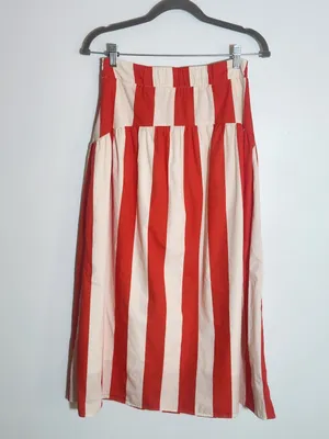 Avara Red and Cream Stripe Midi Skirt Size 6 thumbnail 4