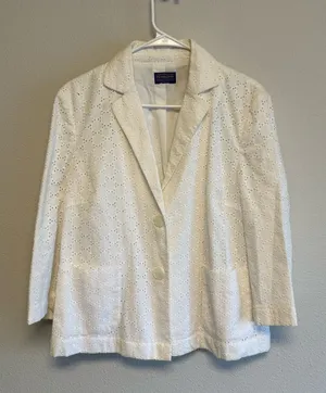 Vintage Pendleton White Cotton Eyelet Blazer Jacket thumbnail 1