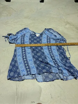 Ariat Blue Patterned Short Sleeve Top xl thumbnail 5