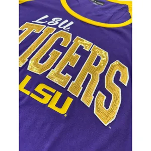 LSU Tigers Women’s Top M Purple Gold Sequin Raglan 3/4 Sleeve Shirt Football thumbnail 4