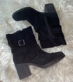 Clarks Artisan Black Suede Malvet Doris Heeled Mid Calf Boots thumbnail 1