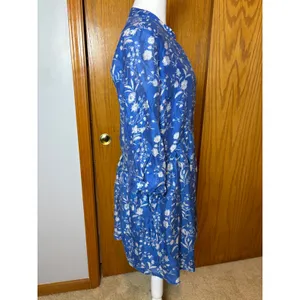 Tuckernuck Limoges Floral Royal Blue Shirt Dropped Waist Mini Dress Size M thumbnail 6