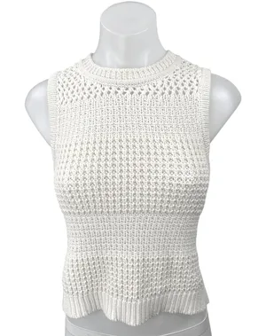 Universal Thread White Crochet Knit Sleeveless Pullover Crop Tank Top Cover Up S thumbnail 1