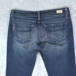 Paige Laurel Canyon Jeans Women 27 Low Rise Bootcut Dark Wash Whiskering Y2K thumbnail 4