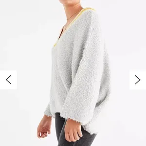 URBAN OUTFITTERS | Gray Yellow Wool Blend Alex Cozy Textured Dolman Sweater,‎ S thumbnail 4