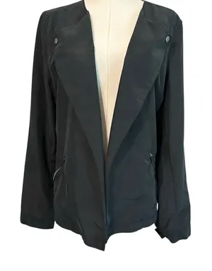 Calvin Klein Jeans Size XL Black Blazer Bolero Jacket Short Pockets Open Front thumbnail 1