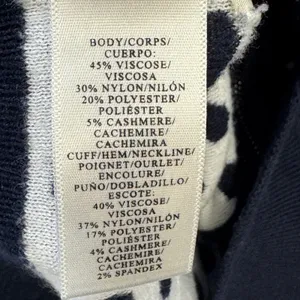 Ann Taylor Navy White Polka Dot Zip Front Cardigan Sweater Cashmere Blend Medium thumbnail 8