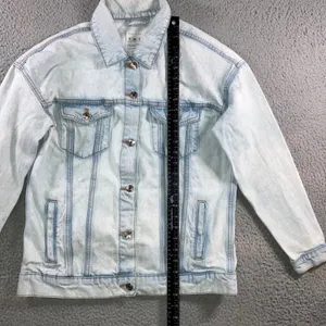 VTG Style Trucker Jean Jacket Womens 4 Light Wash Streetwear Oversized Pocket thumbnail 14