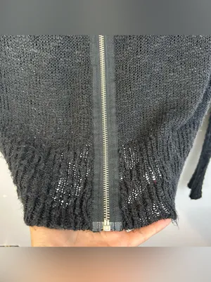 Widow Black Open Knit Long Sleeve Zipper Front Long Sweater Size XS Dollskill thumbnail 6