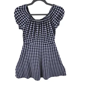 Express Black White Checkered‎ Stretchy Scoop Neck Cap Sleeve Fit & Fare Dress S thumbnail 2