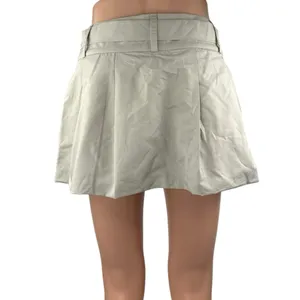 Peppermayo Mooncharged Women's Beige Pleated Belted Casual Mini A-Line Skirt 4 thumbnail 3