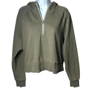Vuori Restore Half Zip‎ Hoodie Sweatshirt Green Athletic Comfort Athleisure M thumbnail 2