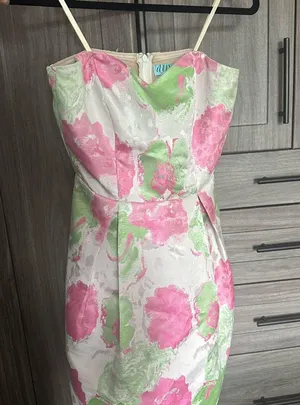Floral Pink and Green Dress thumbnail 1