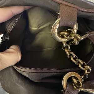 Vintage Electre Paris Brown Nylon Gold Chain Mini Pouch Coastal Granola … thumbnail 5