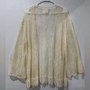 Others Follow vintage Lace Overlay Open Cardigan Size L thumbnail 4