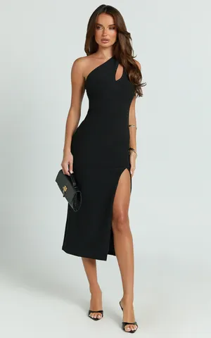 New Showpo Adriene Midi Dress One Shoulder Cut Out Dress Size Medium MSRP $89 thumbnail 3