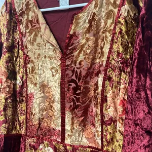 VINTAGE CLIO Crush Velvet Fall Hues Blouse Size Large thumbnail 4