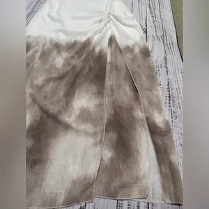 Zara NWT white beige brown ombré tie dye detail spaghetti strap midi maxi dress thumbnail 2