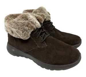 Skechers Slip On On-the-Go Joy Water Repellent Suede Boots with Faux Fur Trim 10 thumbnail 1