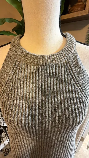Madewell Gray Ribbed Knit Top thumbnail 2