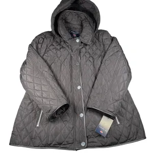 London Fog Jacket Women's XXL Quilted Black Full Zip Pockets New Damaged thumbnail 1