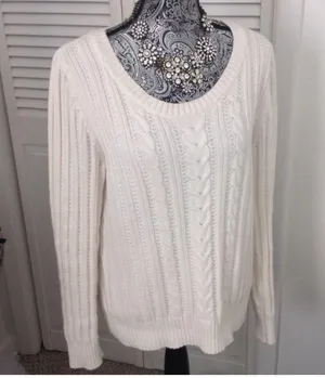 High Sierra cable knit cream light weight sweater M thumbnail 1