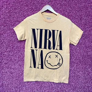 Nirvana Spell-Out Nevermind Smiley Face Grunge Tee Small thumbnail 1