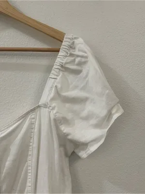 Madewell Linen-Cotton Puff-Sleeve Mini Dress in‎ Lighthouse Size 6 thumbnail 7