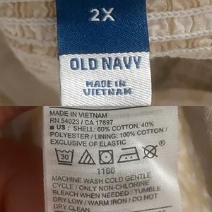 Old Navy Womens Shirt Blouse Cream White Gingham Plaid Puff Sleeve Plus Size 2X thumbnail 8