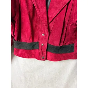 Vintage Phoenix Burgundy Black Suede Cutout Cropped Jacket‎ M Art Western AS IS thumbnail 11