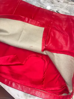 Olivacious Red Leather mini skirt Size L thumbnail 4